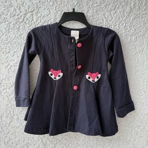 Lemon Loves Lime girls' cardigan jacket with crocheted fox size 6